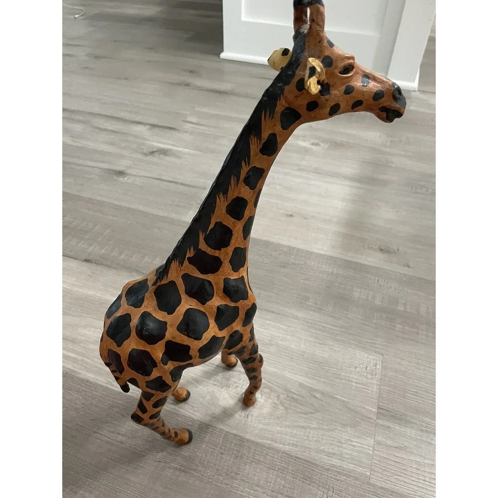 Vintage Leather Wrapped Giraffe Large Statue‎ Decor Figure 17